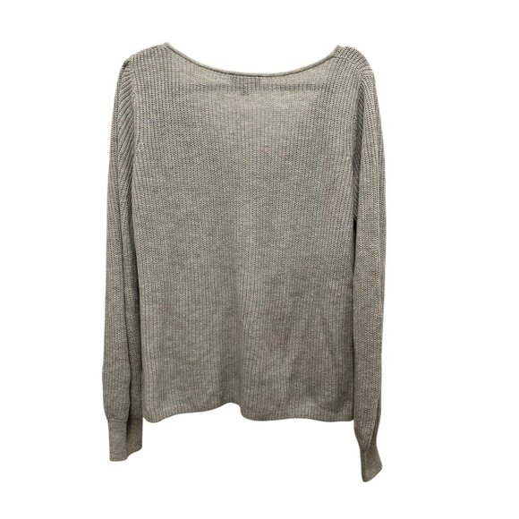 Express Womens Light Gray V-Neck Knit Sweater Long Sleeve Lightweight Casual L - Picture 5 of 5
